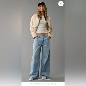 American Eagle Light Wash Low Rise Ultra Wide-Leg Jeans Extra Short